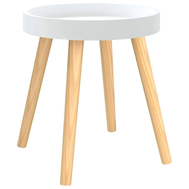 vidaXL Side Table Round End Coffee Table Engineered Wood and Solid Wood Pine - 15x15x15.7