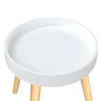 vidaXL Side Table Round End Coffee Table Engineered Wood and Solid Wood Pine - 15x15x15.7