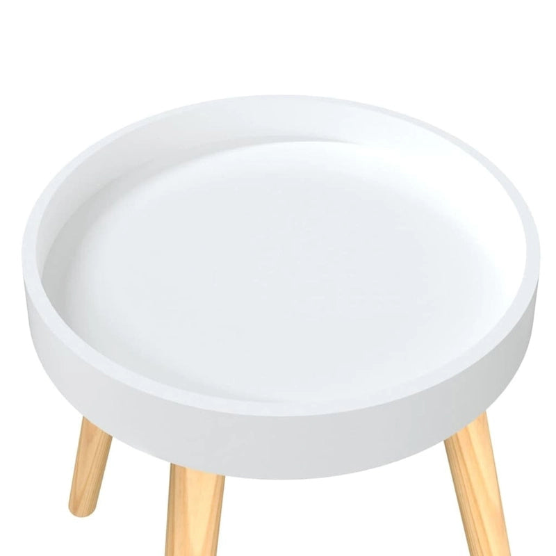 vidaXL Side Table Round End Coffee Table Engineered Wood and Solid Wood Pine - 15x15x15.7