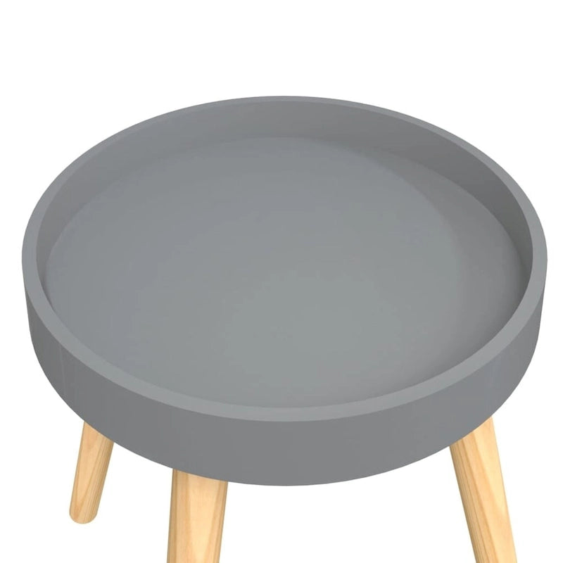 vidaXL Side Table Round End Coffee Table Engineered Wood and Solid Wood Pine - 15x15x15.7