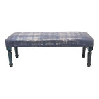 47 Antique Blue Distressed Rectangular Bench