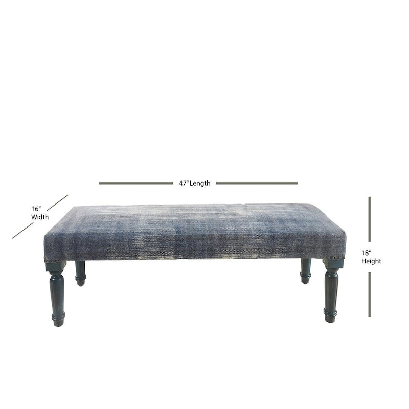 47 Antique Blue Distressed Rectangular Bench