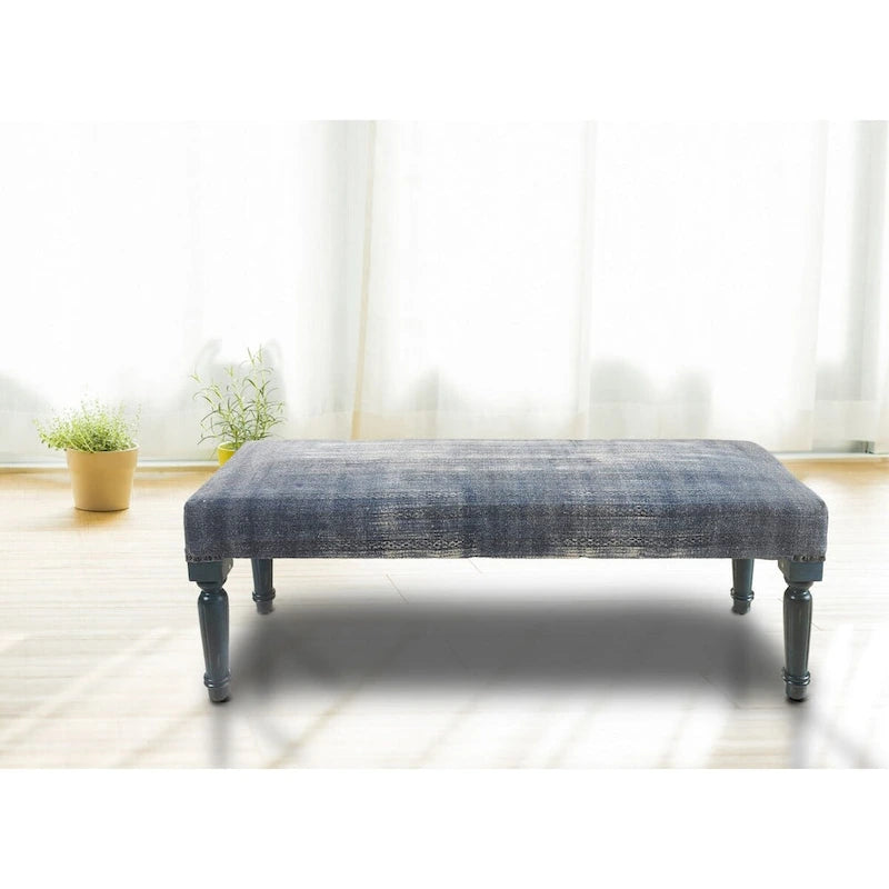 47 Antique Blue Distressed Rectangular Bench