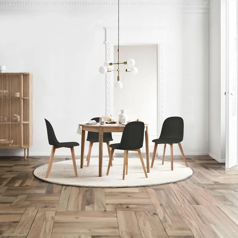 Set of 2 Plastic Dining Side Chair Wood For Event Kitchen Office Event Garden Patio Cafe