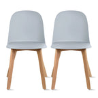 Set of 2 Plastic Dining Side Chair Wood For Event Kitchen Office Event Garden Patio Cafe