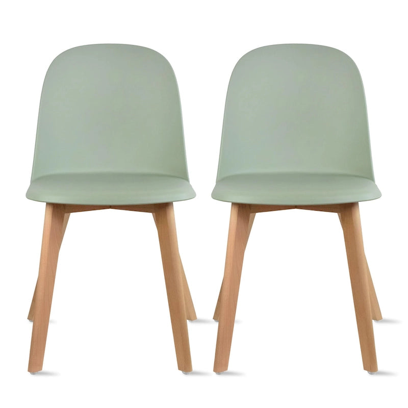 Set of 2 Plastic Dining Side Chair Wood For Event Kitchen Office Event Garden Patio Cafe