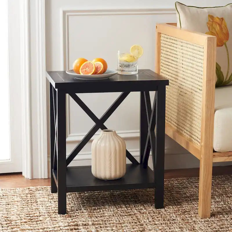 SAFAVIEH Yasumi White Cross Back End Table - 18.1 x 13.4 x 21.5 - 18Wx13Dx22H