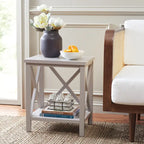 SAFAVIEH Yasumi White Cross Back End Table - 18.1 x 13.4 x 21.5 - 18Wx13Dx22H