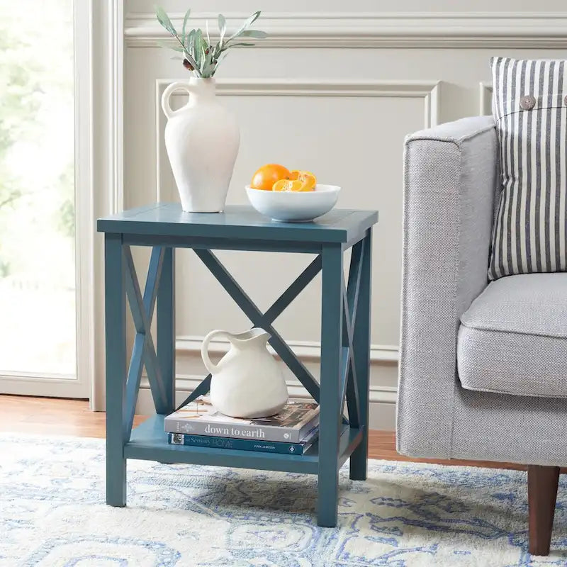 SAFAVIEH Yasumi White Cross Back End Table - 18.1 x 13.4 x 21.5 - 18Wx13Dx22H