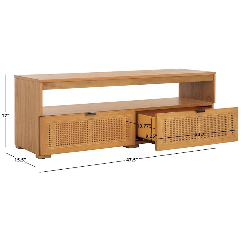 SAFAVIEH Kaitlyn 2-Drawer 1-Shelf Entertainment Media Stand (Fits Up To 55 Flatscreen TV) - 48Wx16Dx17H