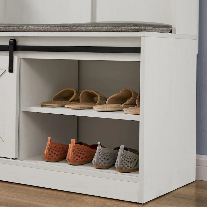 Hall Tree with Coat Rack, Bench, Drawers