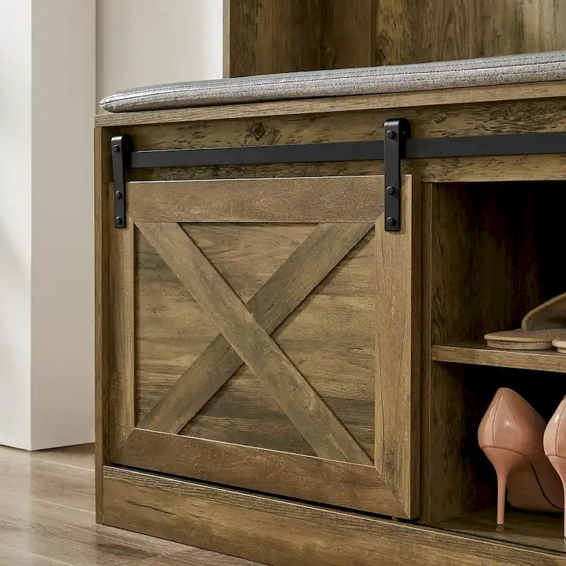 Hall Tree with Coat Rack, Bench, Drawers