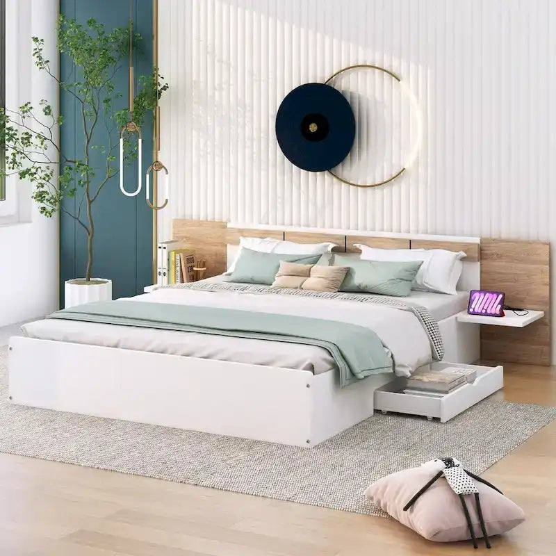 Queen Size Platform Bed with Headboard
