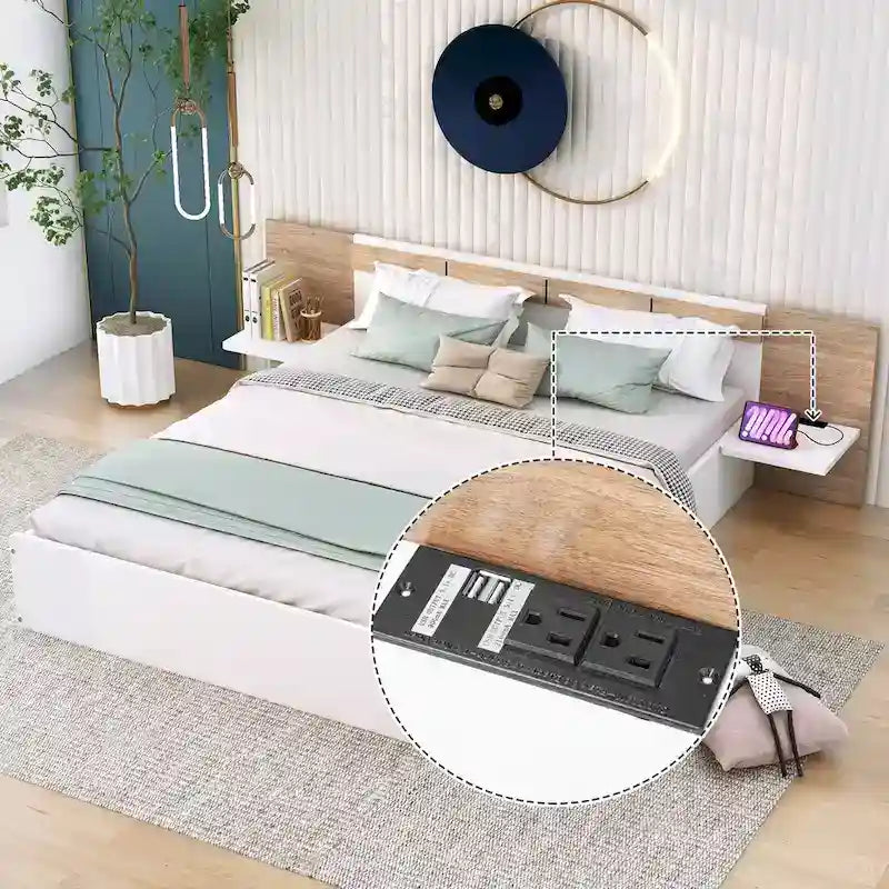 Queen Size Platform Bed with Headboard