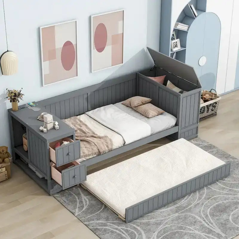 Twin Size Daybed with Storage Arms