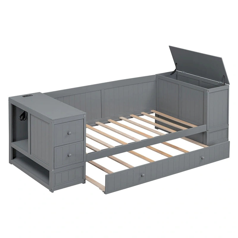 Twin Size Daybed with Storage Arms
