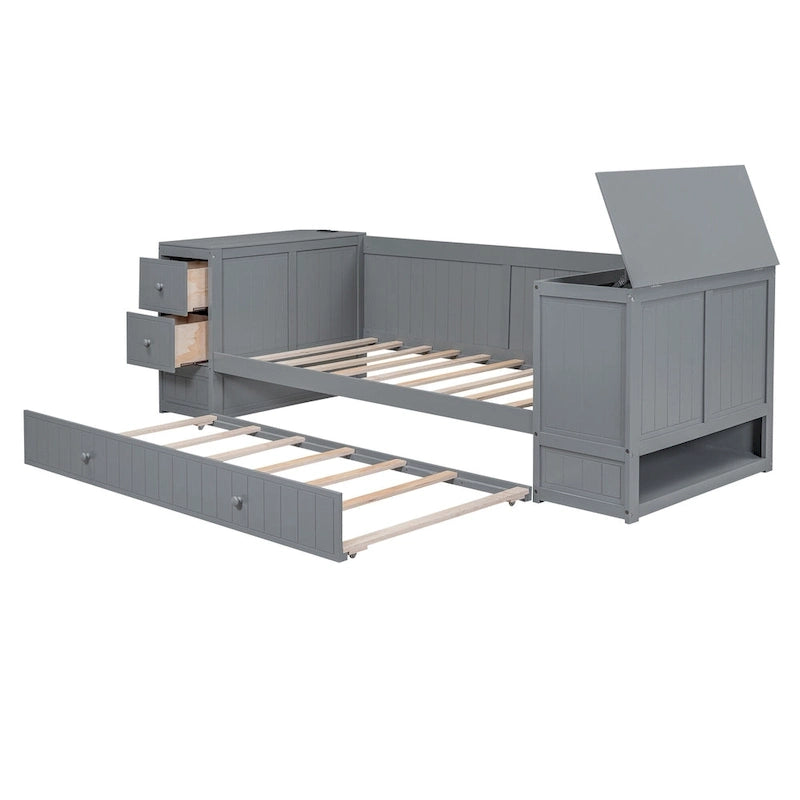 Twin Size Daybed with Storage Arms