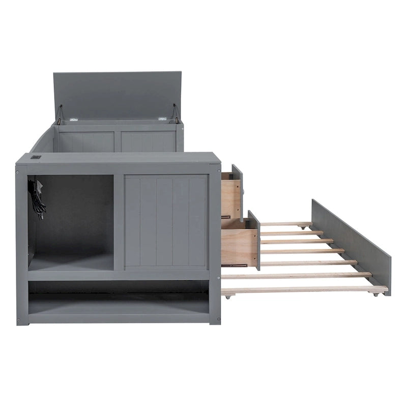 Twin Size Daybed with Storage Arms