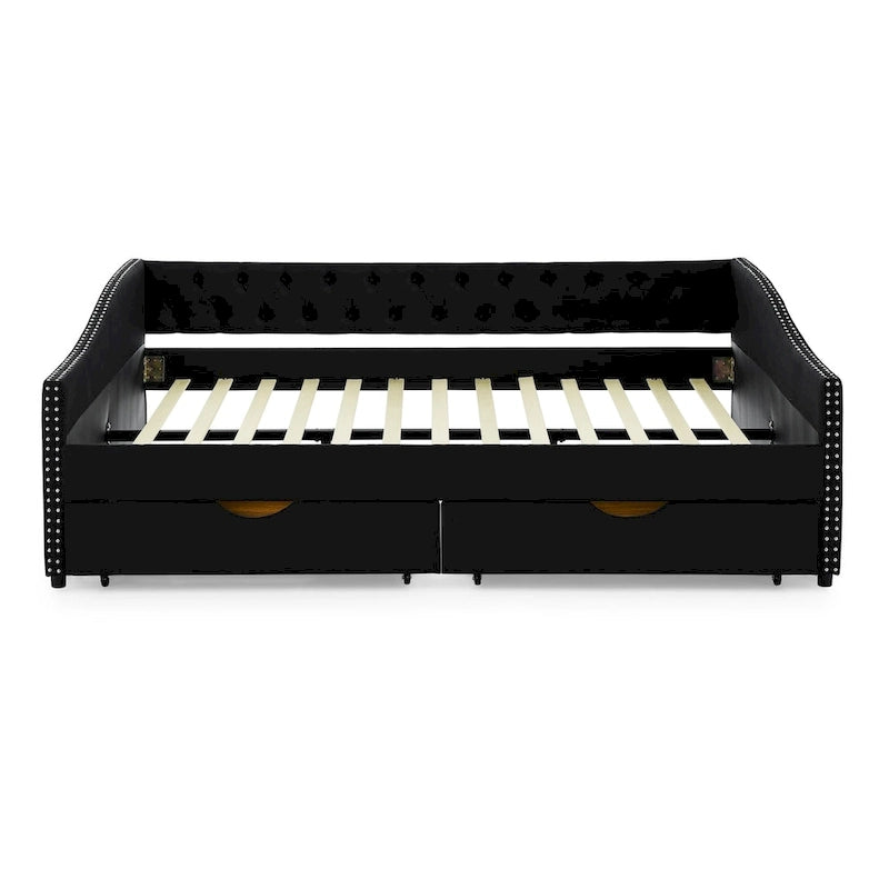 Daybed with Drawers Upholstered Tufted Sofa Bed