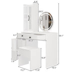 Dressing Table Set With a Power Strip and LED Three-tone Mirror - N/A