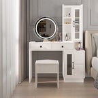 Dressing Table Set With a Power Strip and LED Three-tone Mirror - N/A