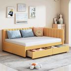 Full Size Upholstered Daybed with 2 Storage Drawers Sofa Bed Frame No Box Spring Needed