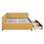 Full Size Upholstered Daybed with 2 Storage Drawers Sofa Bed Frame No Box Spring Needed
