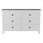 Retro Farmhouse Style Wooden Dresser with 6 Drawer, Storage Cabinet for Bedroom