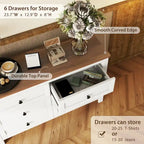 Retro Farmhouse Style Wooden Dresser with 6 Drawer, Storage Cabinet for Bedroom