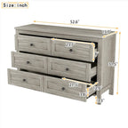Retro Farmhouse Style Wooden Dresser with 6 Drawer, Storage Cabinet for Bedroom