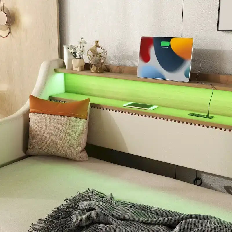 PU Leather Twin Size Daybed with Trundle