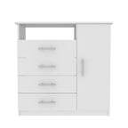4 Drawer Dresser, Single Door Cabinet, One Open Shelf, Superior Top