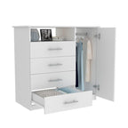 4 Drawer Dresser, Single Door Cabinet, One Open Shelf, Superior Top