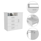 4 Drawer Dresser, Single Door Cabinet, One Open Shelf, Superior Top
