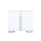 Elegant Mirrored Nightstand with Metal Handle, 2 Drawers