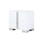 Elegant Mirrored Nightstand with Metal Handle, 2 Drawers