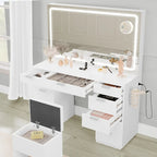 Moasis 46Vanity With Built-in Socket With Illuminated Mirror and Hair Dryer Rack - 55.8 H X 46 W X 11.7 D