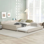 Queen Upholstered Platform Bed with USB and Trundle