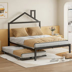Full Size Metal Platform Bed with twin size trundle
