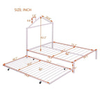 Full Size Metal Platform Bed with twin size trundle