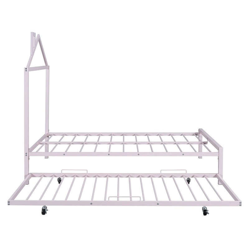 Full Size Metal Platform Bed with twin size trundle