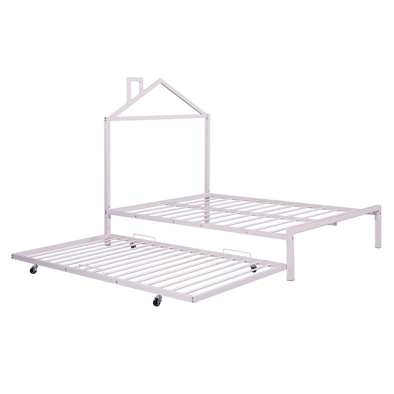 Full Size Metal Platform Bed with twin size trundle