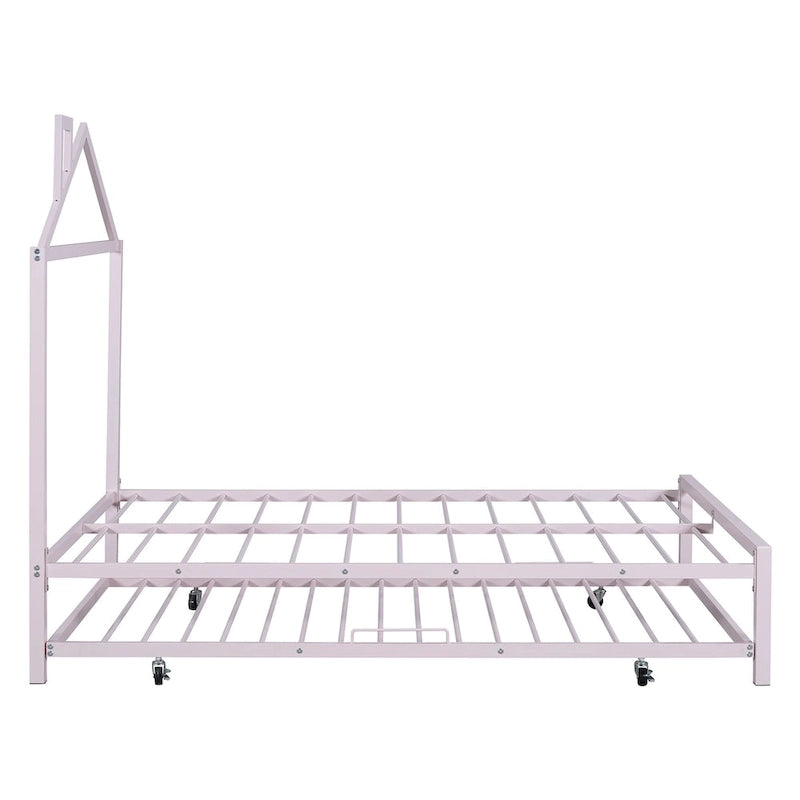 Full Size Metal Platform Bed with twin size trundle