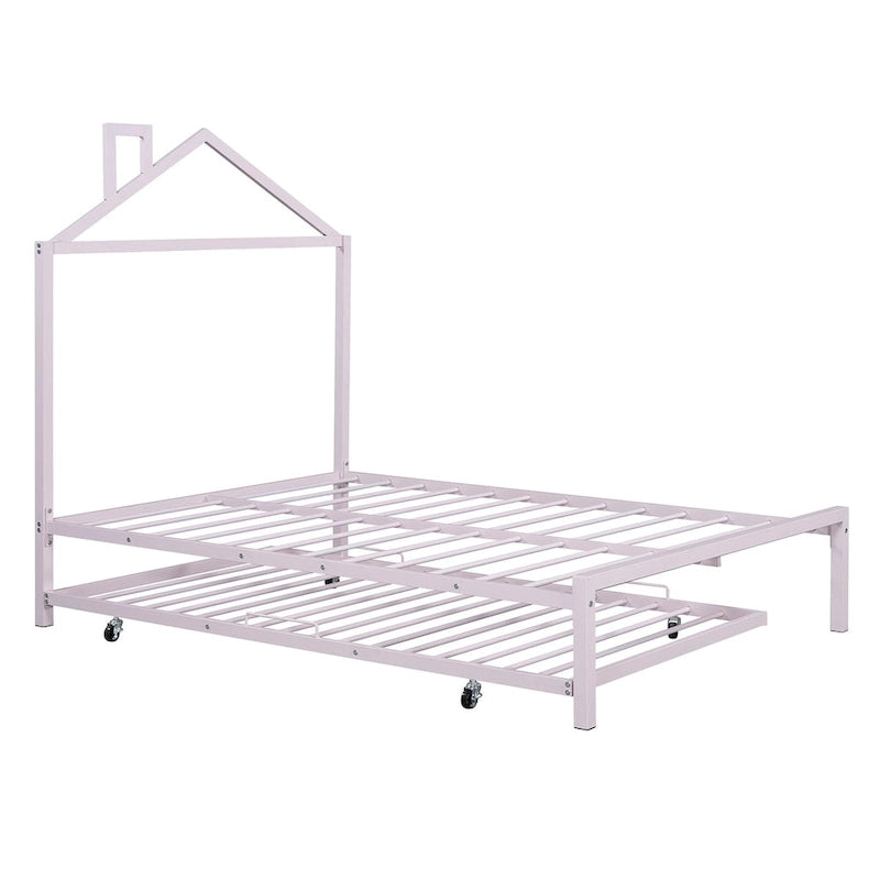 Full Size Metal Platform Bed with twin size trundle