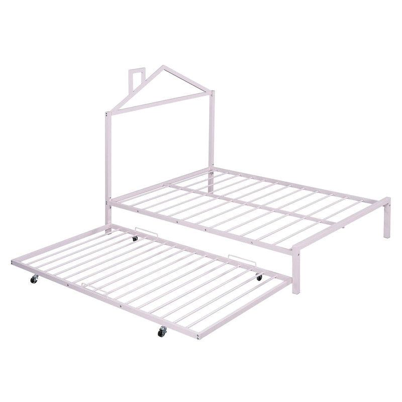 Full Size Metal Platform Bed with twin size trundle