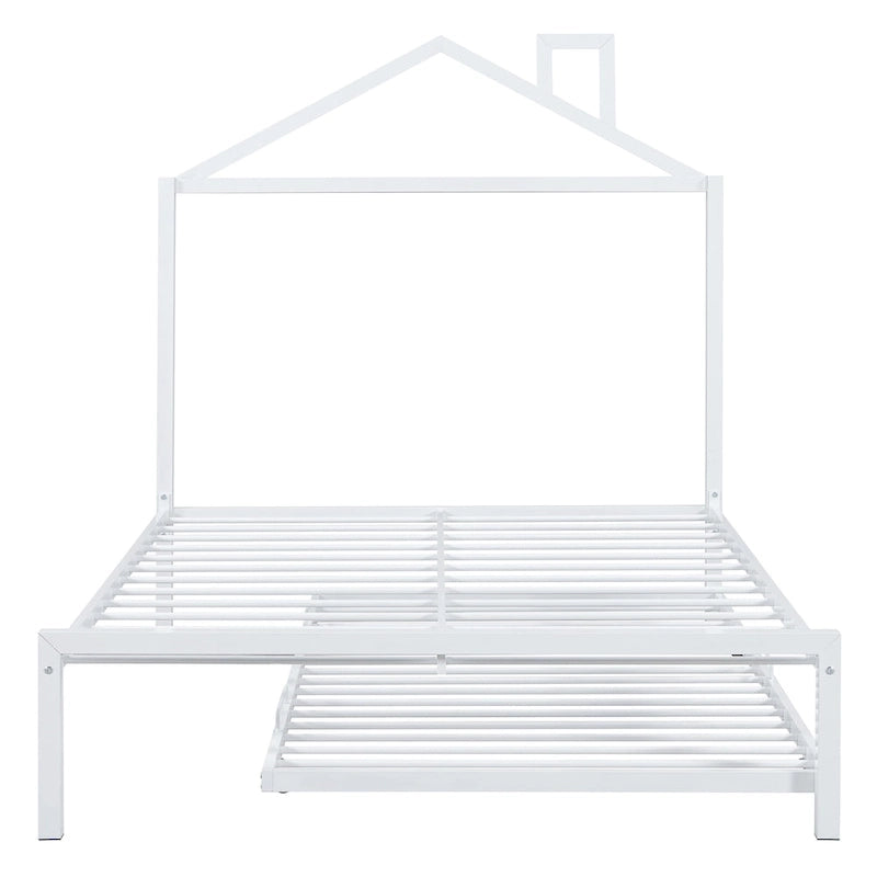 Full Size Metal Platform Bed with twin size trundle