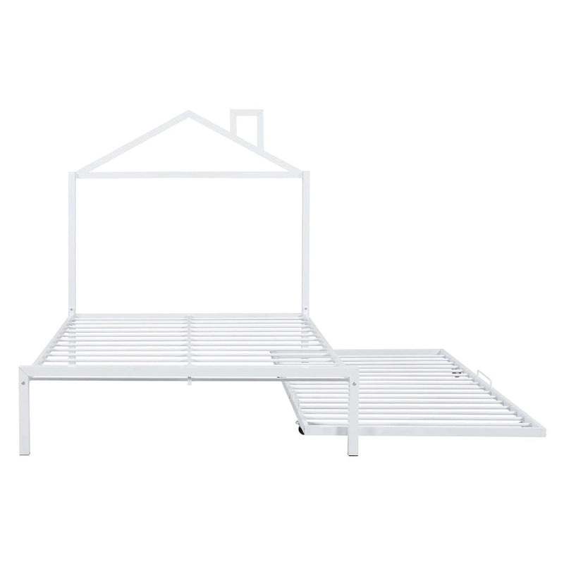 Full Size Metal Platform Bed with twin size trundle