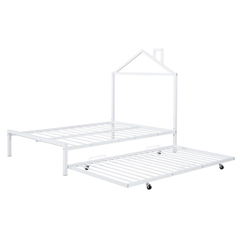 Full Size Metal Platform Bed with twin size trundle