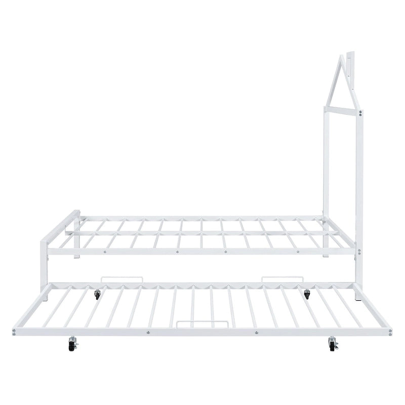Full Size Metal Platform Bed with twin size trundle