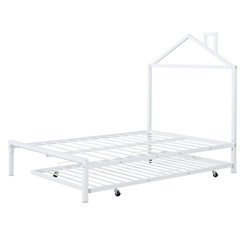 Full Size Metal Platform Bed with twin size trundle